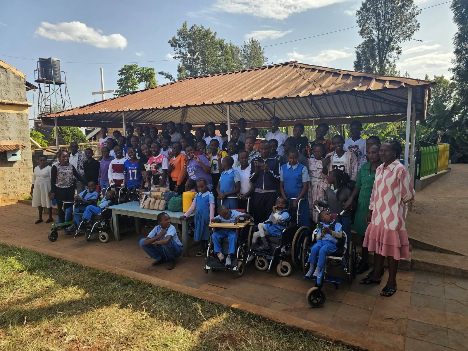 Children and staff of the centre
