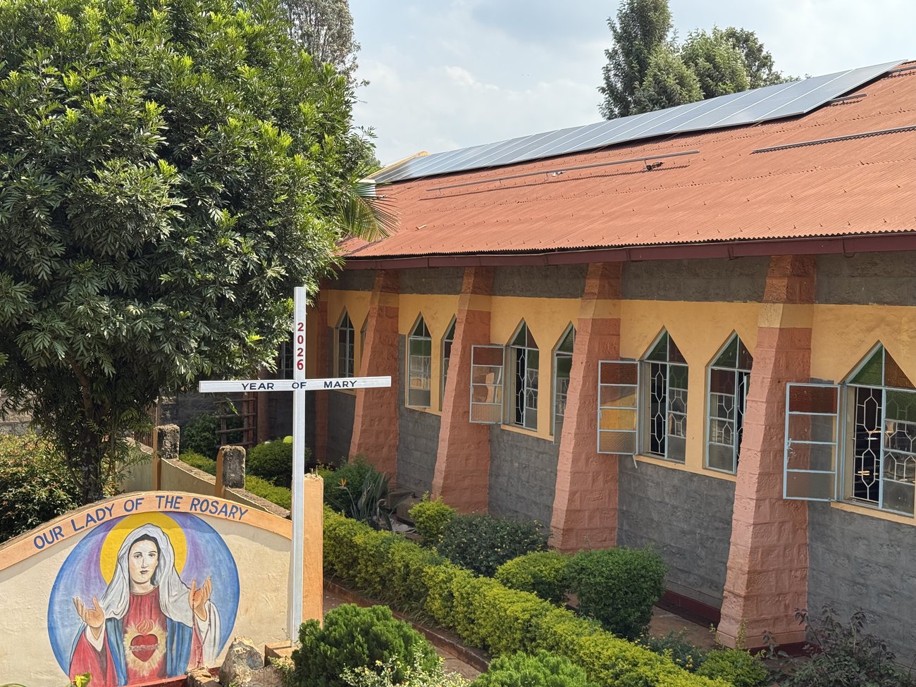 Solar panels installed on the roof of the centre